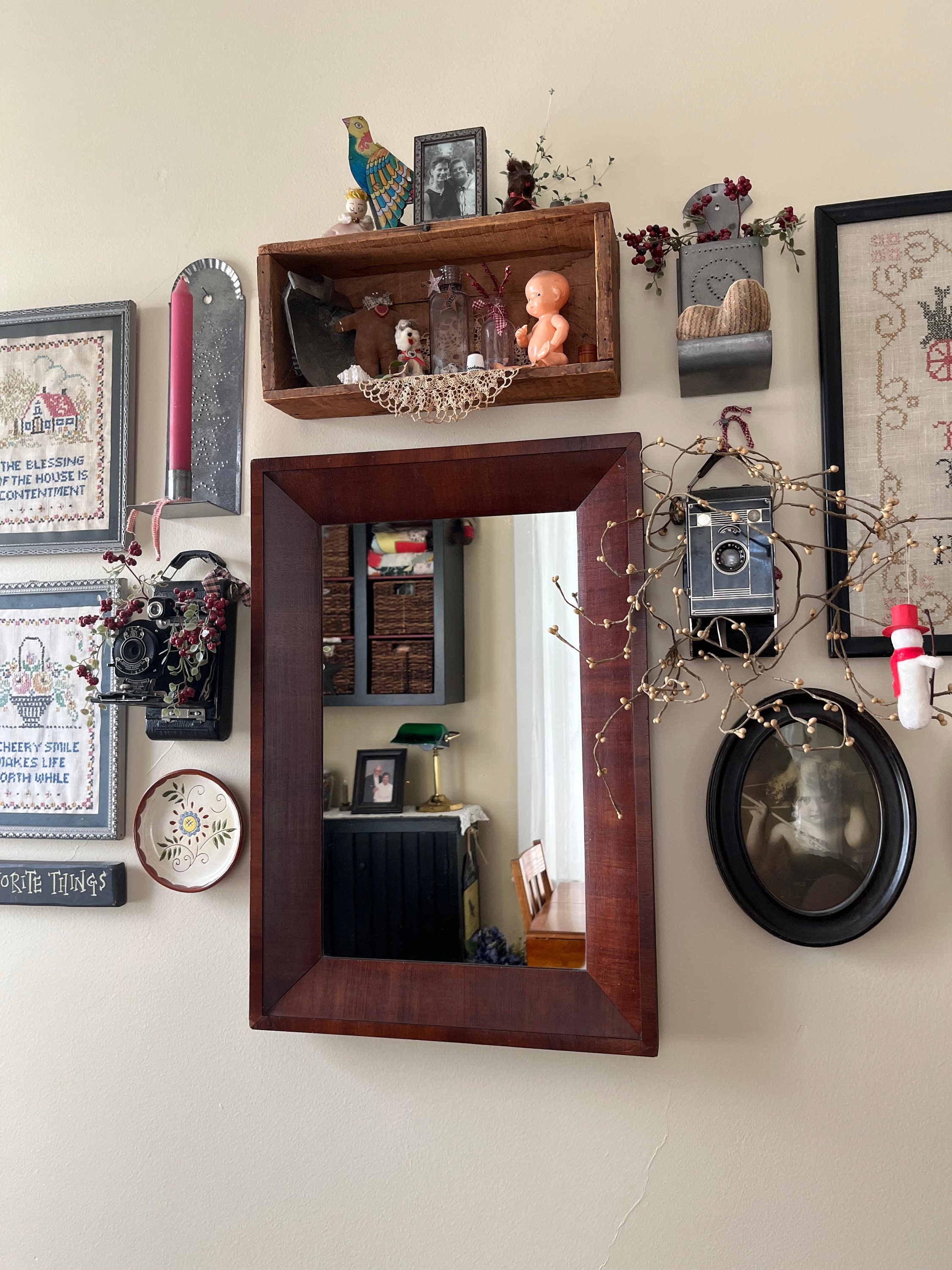 Vintage Wall Mirror - Antique Wood Framed Mirror - Etsy