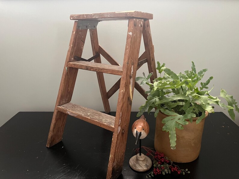Old Wood Splattered Paint 2 Step Folding Ladder - Vintage Splatter ...