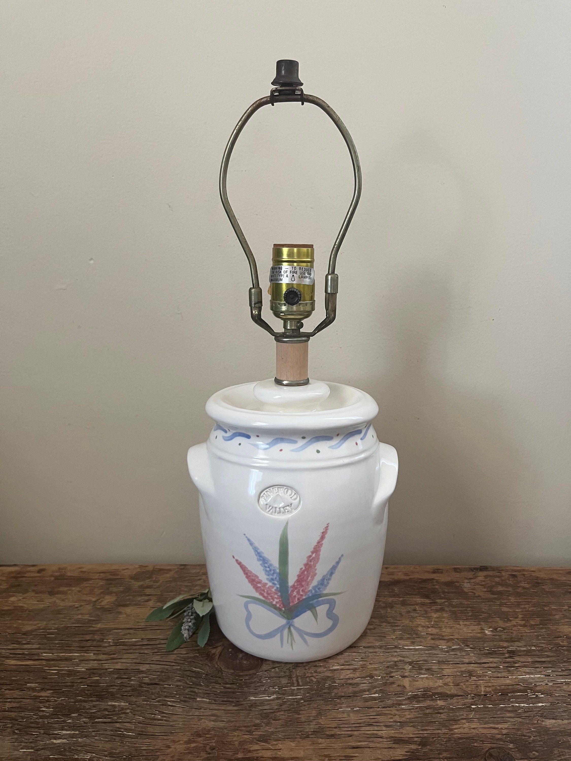 Pinewood Valley Pottery Lamp - Stoneware Crock Lamp - Rare