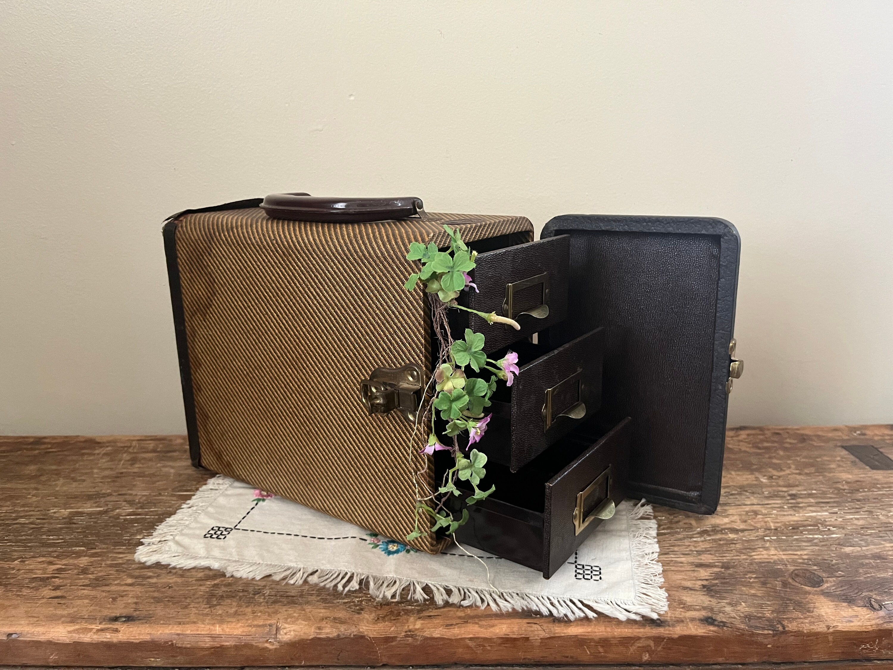 Primitive Box W Drawers and Handle Rustic BAJA & Jaffe Storage