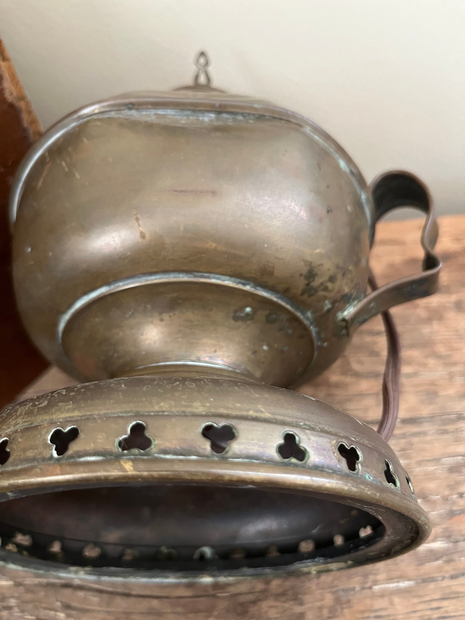 Vintage Brass Oil Lamp Millers Vestal Co Primitive Electric Etsy