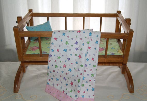 vintage wooden doll crib