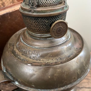 Vintage Brass Oil Lamp Millers Vestal Co Primitive Electric Antique