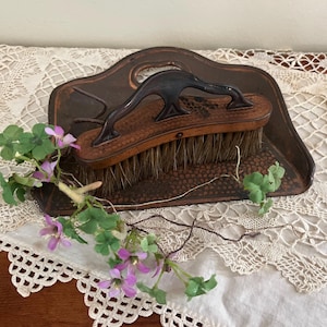 Vintage Crumb Catcher Silent Butler - Dimpled Hammered Metal Copper Color Pan and Brush Set