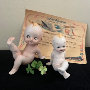 2 Vintage Kelvin&#39;s Piano Baby Figurines - Piano Baby Pair of Bisque Figurine Made in Japan
