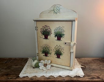 Vintage Hand-Painted Herb Cupboard: Jean Oats Ole Plantation, Shabby Chic Decor