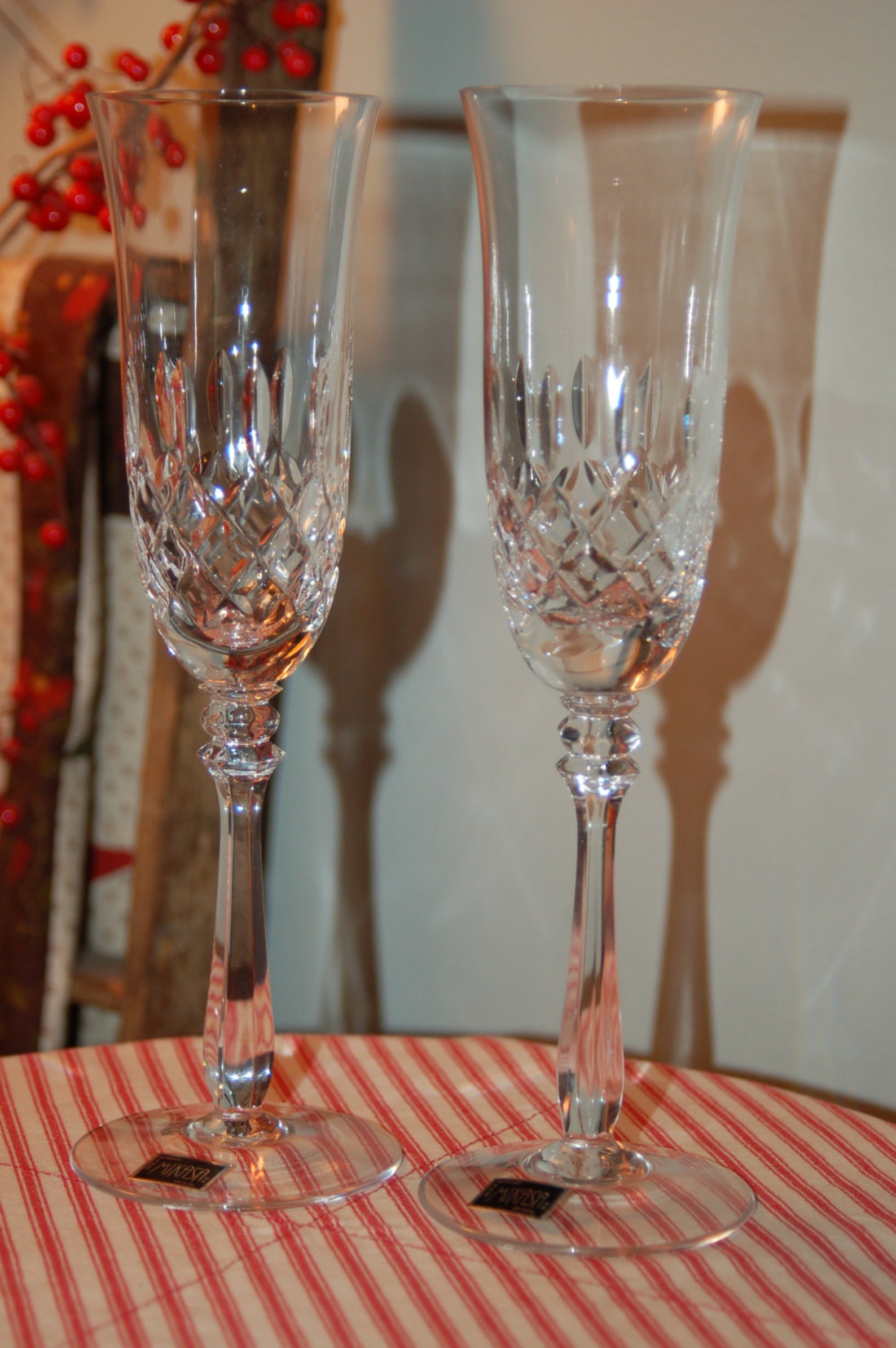 Vintage Mikasa Crystal Champagne Flutes Mikasa Glasses Etsy