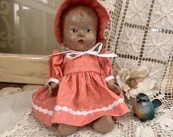 Vintage Composition Baby Doll: 1940s Antique Sitting Doll