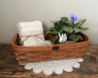 Peterboro Splint Wood Basket - Vintage 16 1/2" Basket Made in USA