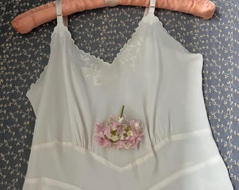 Vintage LAROS 3/4 Slip - Size 38 - Vintage Lingerie Circa 1950  - Embroidered 3/4 Length Slip Dress - Made in USA