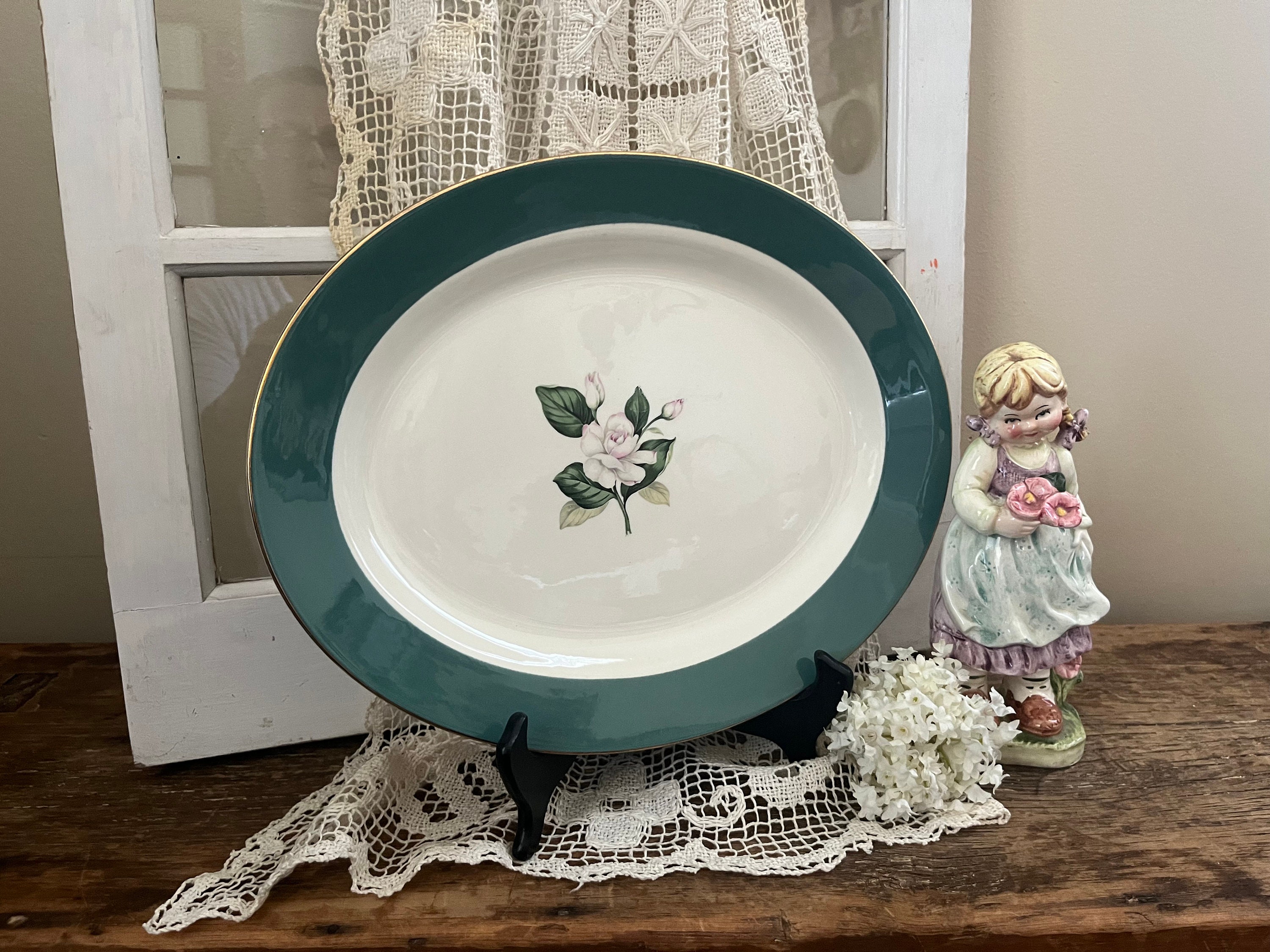 Emerald by Century Service Oval Serving Platter 14" Serving Plate - Oval Serving Plate by Homer Laughlin - Made in USA - Circa 1950