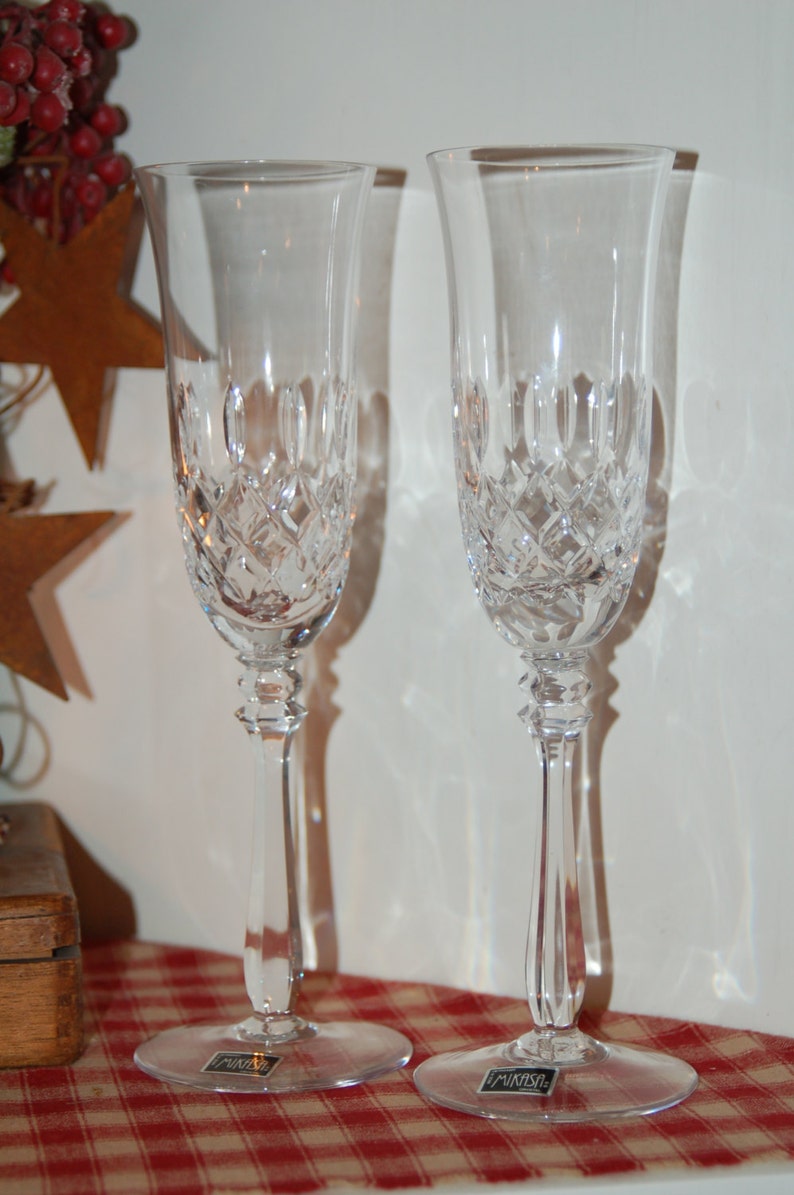 Vintage Mikasa Crystal Champagne Flutes Mikasa Glasses Etsy