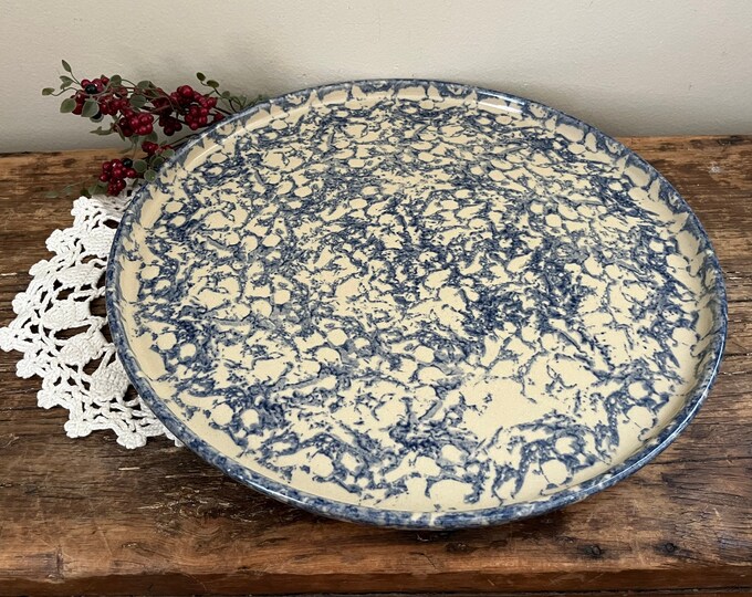 Vintage RRP Co Pizza Pan Made in Roseville Ohio USA Cobalt Blue