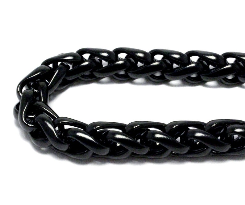 Mens Black Wheat Bracelet Stainless Steel Link 8.5 Inches Heavy Fashion Jewelry