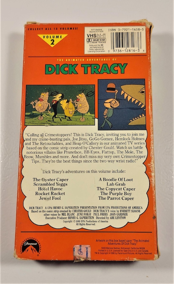 The Animated Adventures of Dick Tracy Vol. 2 VHS 1989 - Etsy
