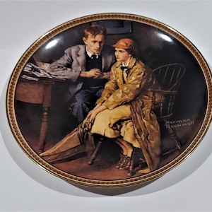 Rare Vintage Double Flawed Ltd Edit Collector Plate 11th Issue in The Rockwell’s Rediscovered Women Collection &#39;Confiding in the Den&#39;