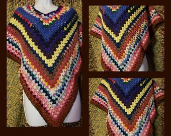 Eclectic Scrap Yarn Poncho