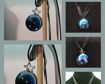 Marble glass Moon necklaces