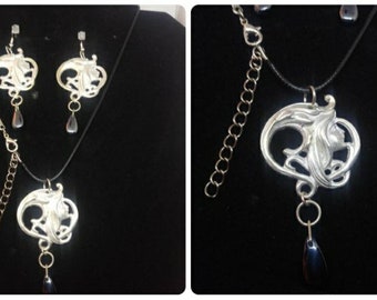 Sterling silver fairy head jewelry set