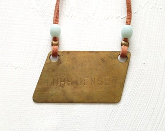 Brass Luhr Jensen rudder necklace w/glass beads - B31 (N)