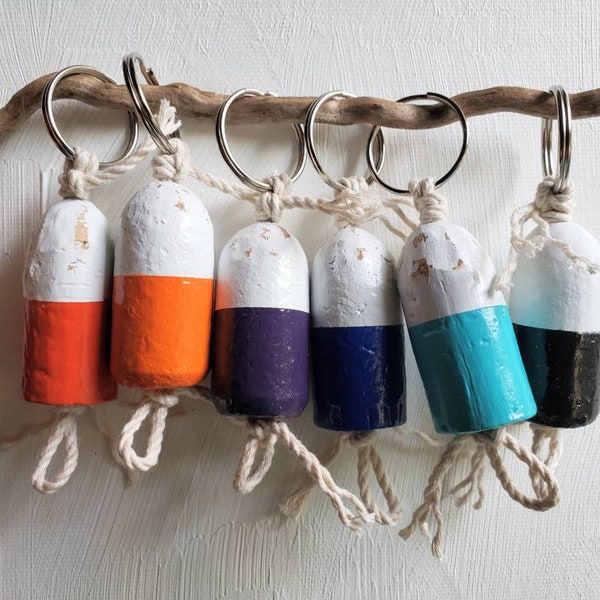 Buoy Keychain - upcycled wine cork, distressed finish