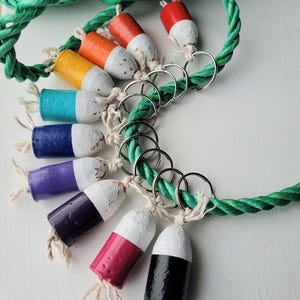 Buoy Keychain - upcycled wine cork, distressed finish