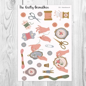 Needlework/Sewing Sticker Sheet for Journals, Scrapbooks or Planners