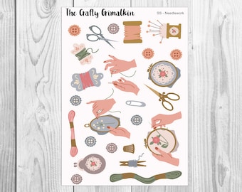 Needlework/Sewing Sticker Sheet for Journals, Scrapbooks or Planners