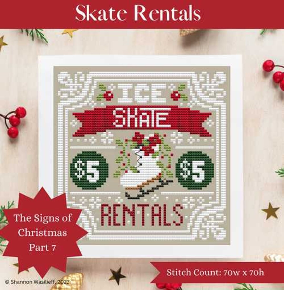 Skate Rentals - Shannon Christine Designs - Cross Stitch Pattern - Etsy