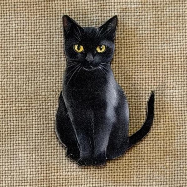 Black Cat Wooden Magnetic Needle Minder