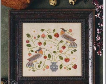 Strawberry Bird - The Blue Flower - Cross Stitch Pattern