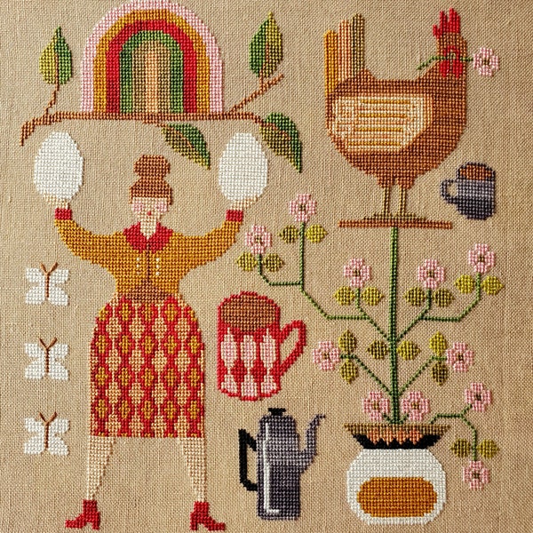 Coffee and Eggs - The Artsy Housewife - Cross Stitch Pattern
