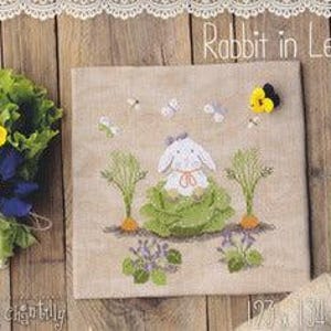 Rabbit in Lettuce - Madame Chantilly - Cross Stitch Pattern