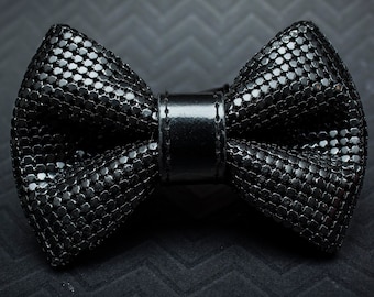 Black Metal Mesh Bow Tie