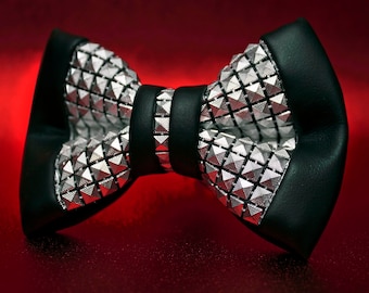 Silver Studded Bow Tie