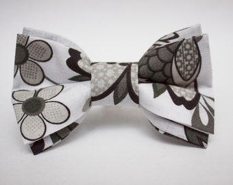 Monochrome Floral Bow Tie
