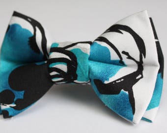 Aqua Floral Bow Tie