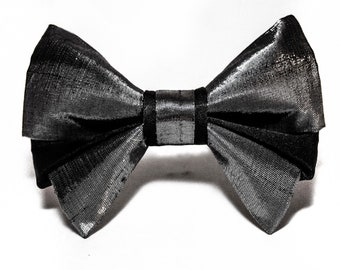 Metallic Silver Bow Tie