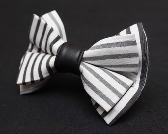 Striped Gray Bow Tie