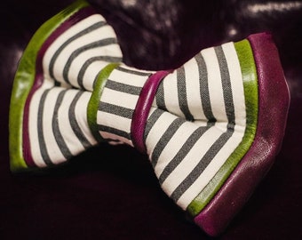 Beetlejuice Leather Bow Tie