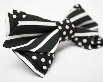 Black Stripes & Polka Dot Bow Tie