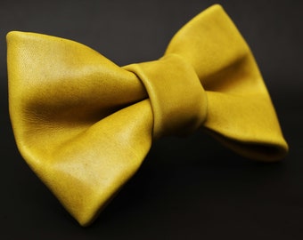 Yellow Leather Bow Tie