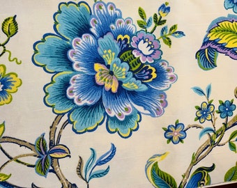 Fabric package - Wonderful decorative fabric with floral pattern in blue tones
