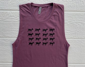 Goat Herd • Women's Triblend Muscle Tank • Goat Design • Goat Love • Goats • Farm Life