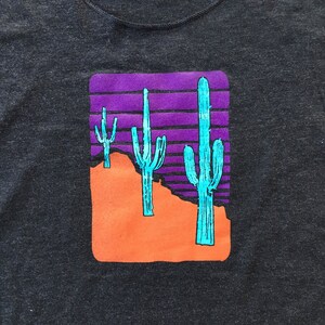 Three Saguaros Women's Triblend T Shirt Saguaro Print Cactus Design Retro Design Arizona T Shirt image 1