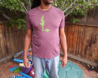 Desert Tortoise Saguaro • Unisex Triblend T Shirt • Saguaro Print • Cactus Design • Turtle Shirt • Turtle Lover