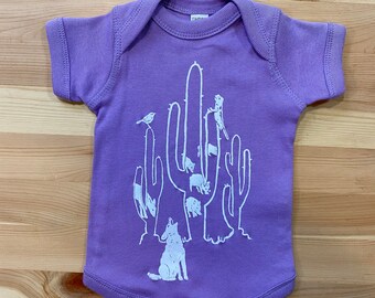 Desert Dwellers • Baby Bodysuit • Saguaro Print • Cactus Design • Coyote • Baby Shower Gift • Gender Neutral Baby