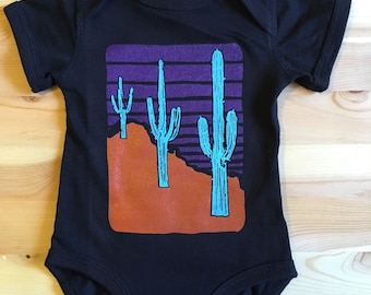 Three Saguaros • Baby Bodysuit • Saguaro Print • Cactus Design • Retro Design • Baby Shower Gift • Gender Neutral Baby