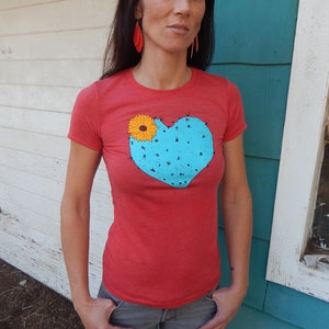 Women's Cactus Heart Tri-blend t-shirt, Size S-XXL image 2