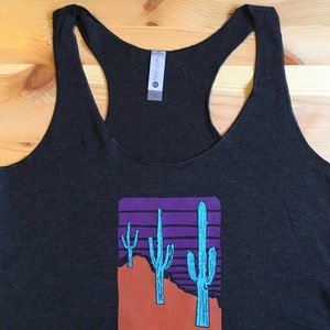 Three Saguaros Women's Triblend T Shirt Saguaro Print Cactus Design Retro Design Arizona T Shirt image 2